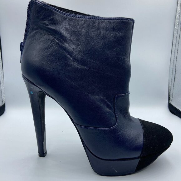 Jessica Simpson Blue and Black Leather Platform Booties size 6 - Picture 1 of 3